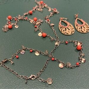 Premier Elegant Coral and Gold Jewelry Set